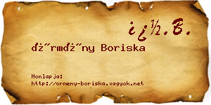 Örmény Boriska névjegykártya